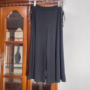 Brannan Y2K Gaucho Pants Black Wide Leg Side Tie Stretch Small Made in USA